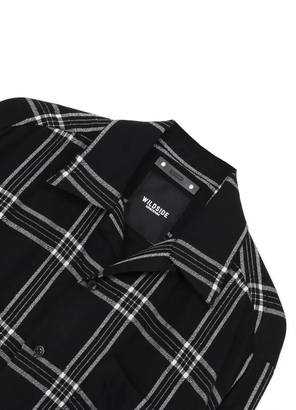 Wildside×Minedenim R.Wool Flannel Check Embroidery Open Collar Sh