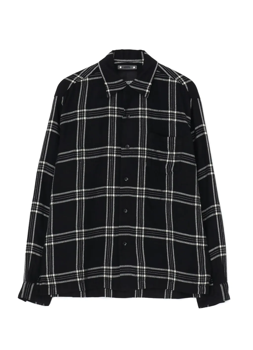 Wildside×Minedenim R.Wool Flannel Check Embroidery Open Collar Sh