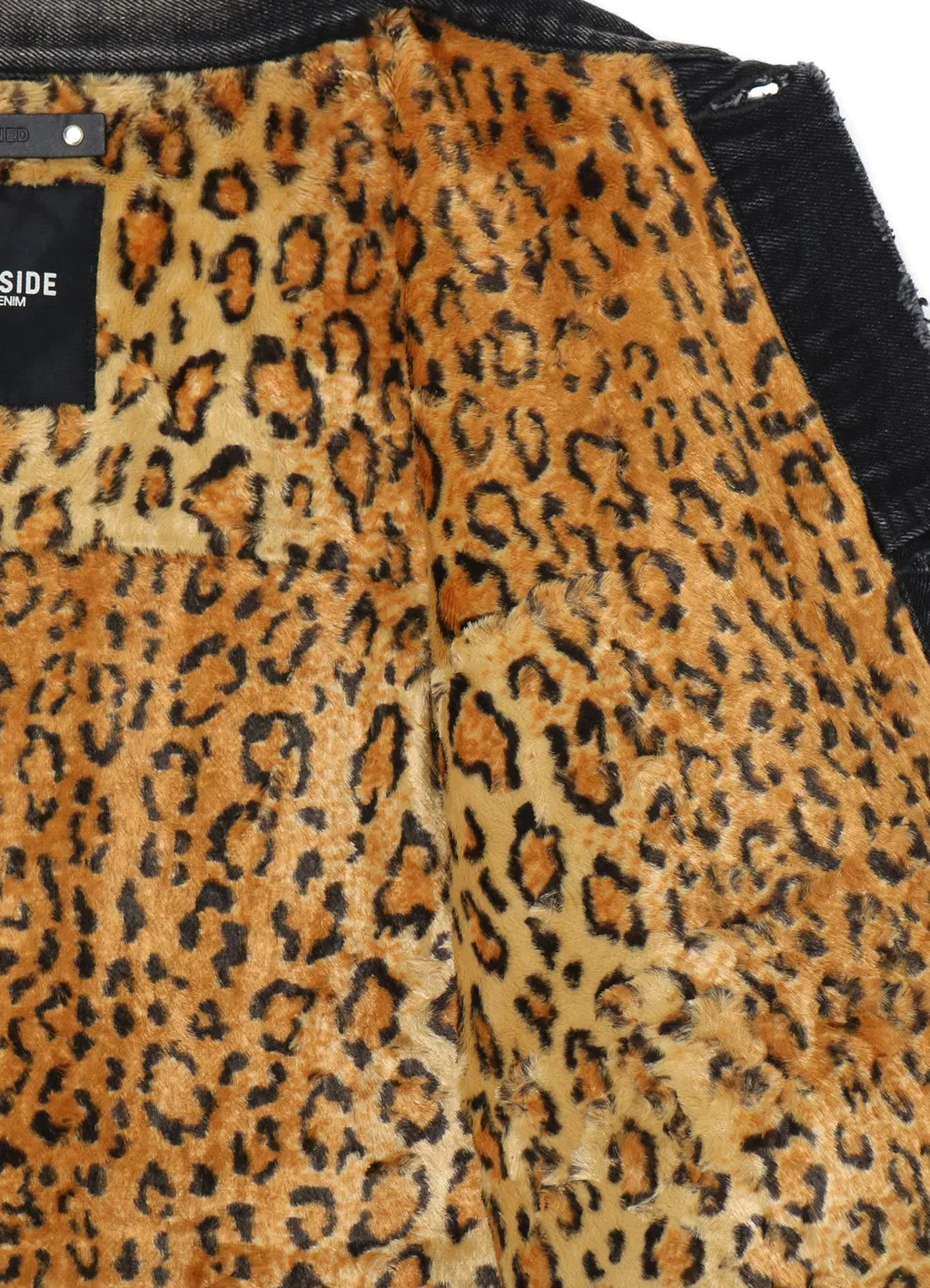 Wildside×Minedenim Leopard Fur Lining Black Denim Trucker Jkt