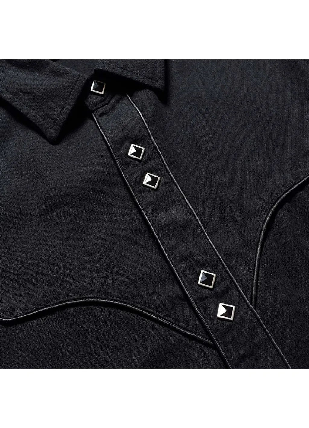 B.Denim Piping Trim Western Sh