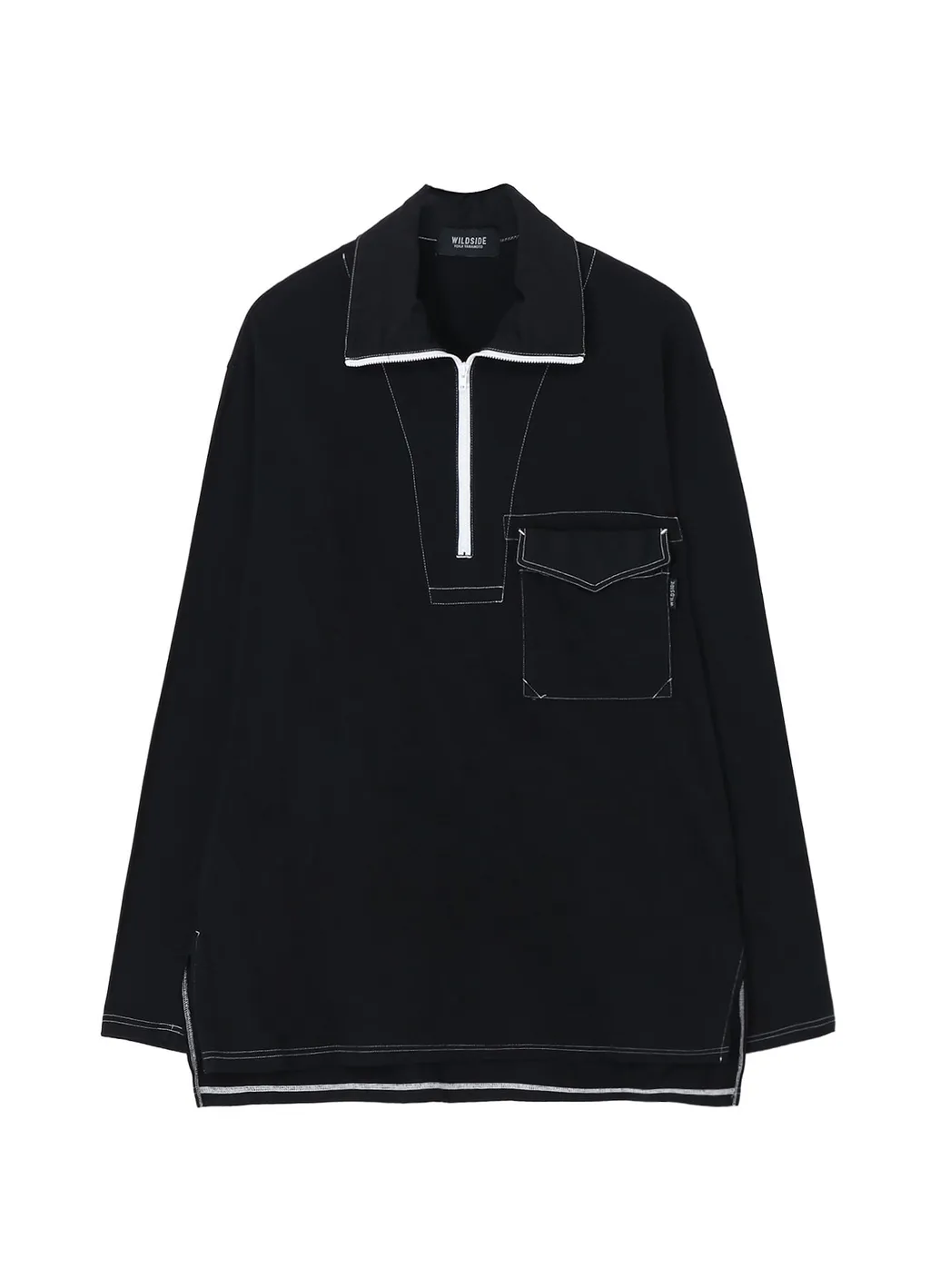 Cotton Jersey Half Zip Long Sleeve T-Shirt