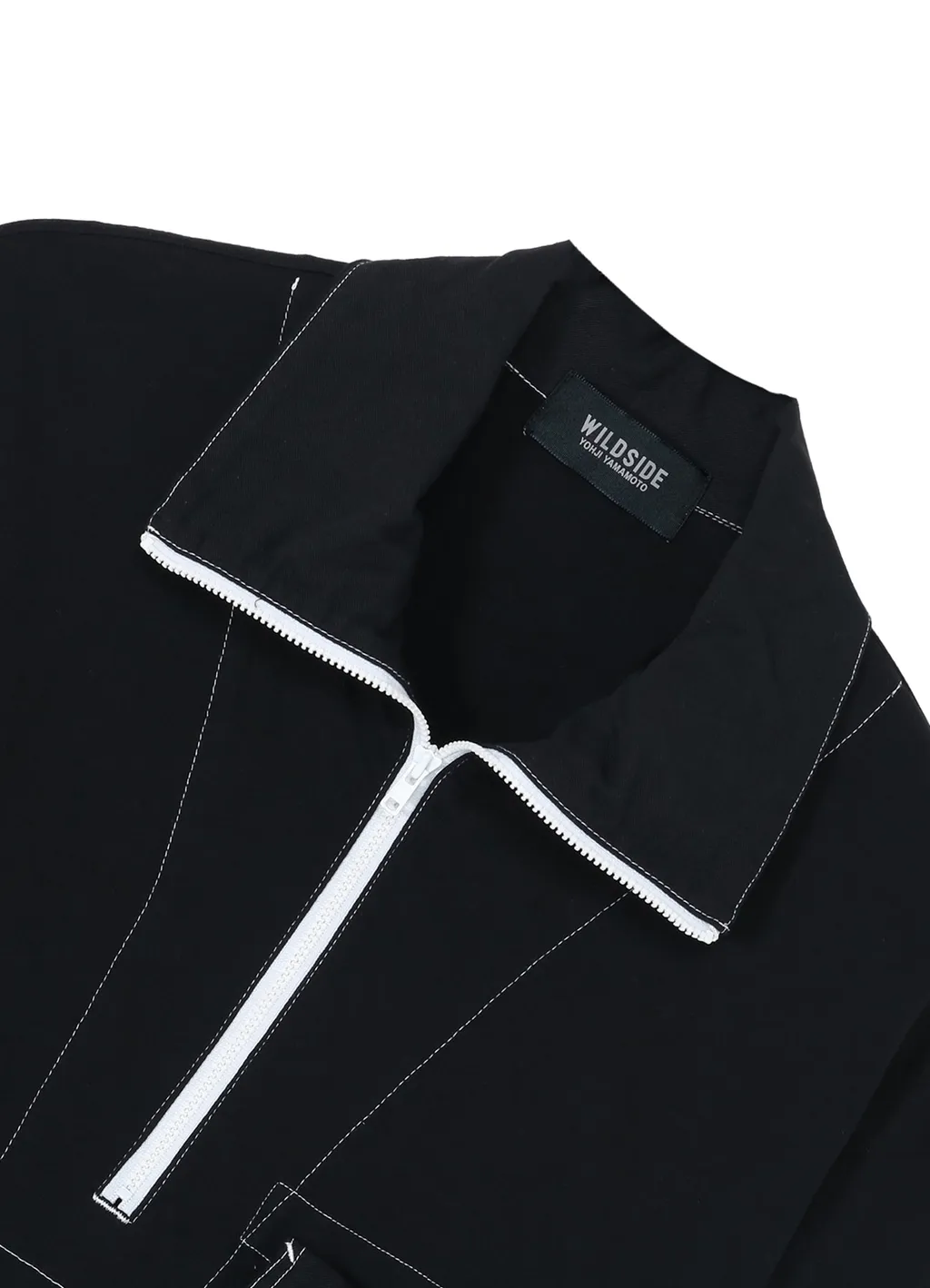 Cotton Jersey Half Zip Long Sleeve T-Shirt