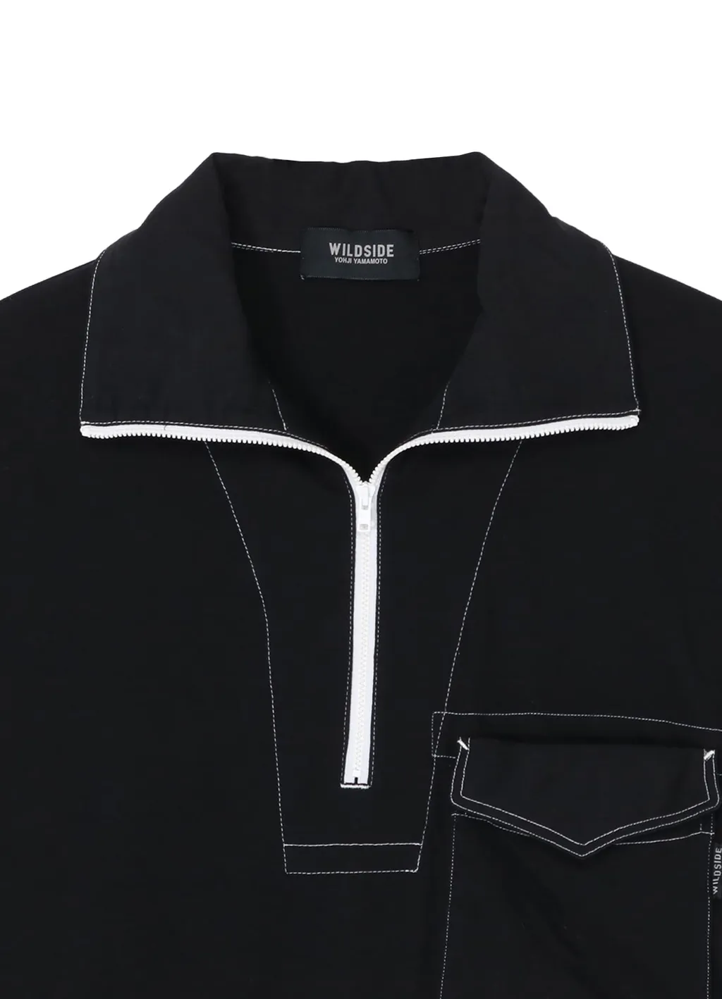Cotton Jersey Half Zip Long Sleeve T-Shirt
