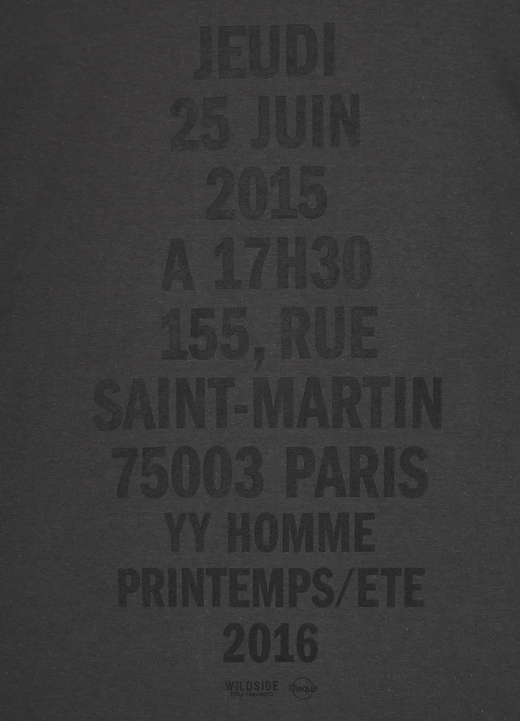 Yohji Yamamoto Pour Homme Invitation T-Shirt(2016Ss)