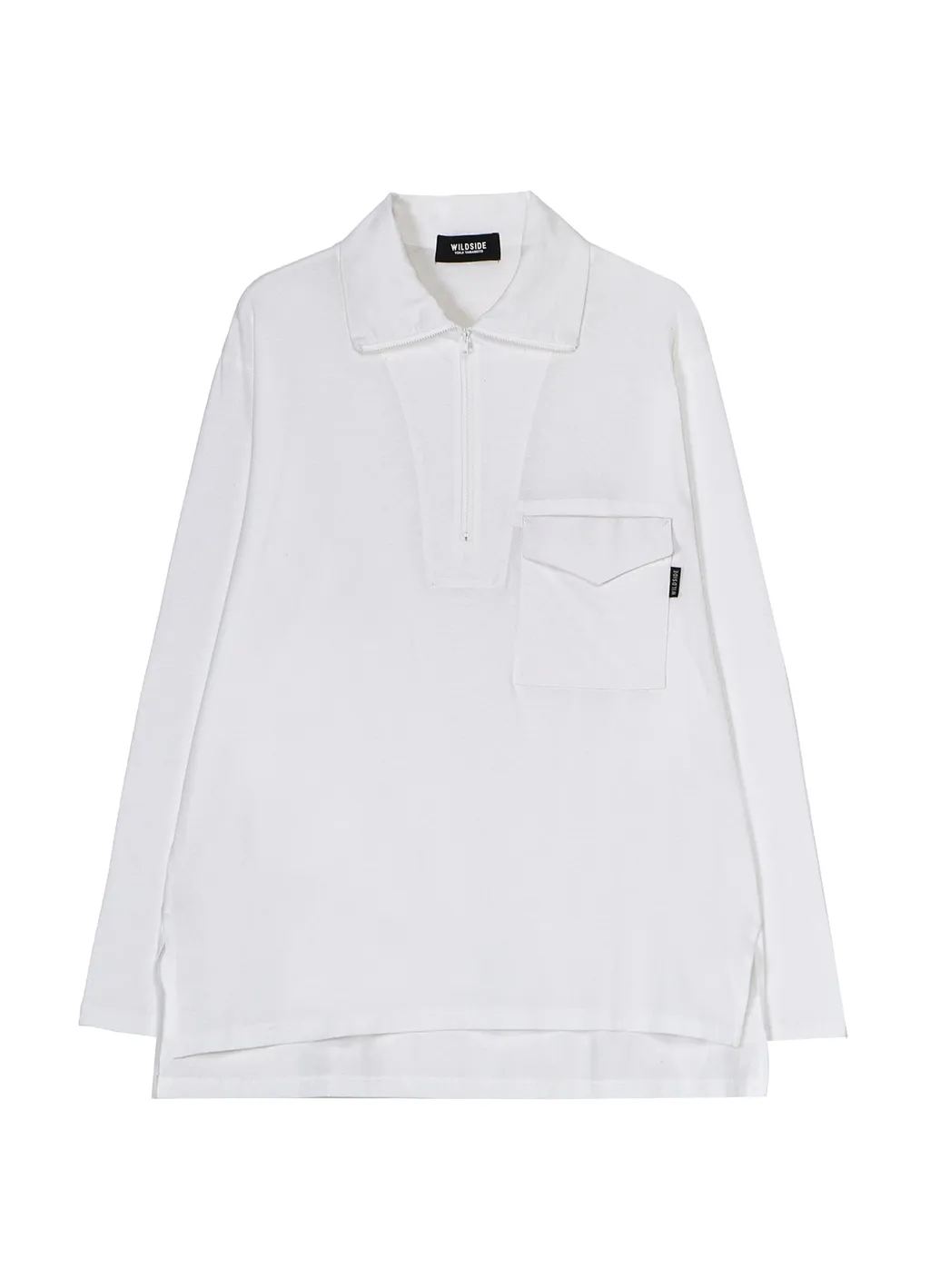Cotton Jersey Half Zip Long Sleeve T-Shirt