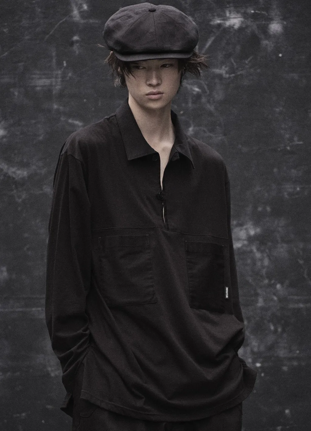 Cotton Jersey Collared Pocket Long Sleeve T-Shirt