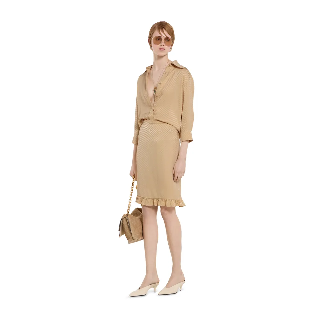 Diagonal Gg Silk Jacquard Shirt