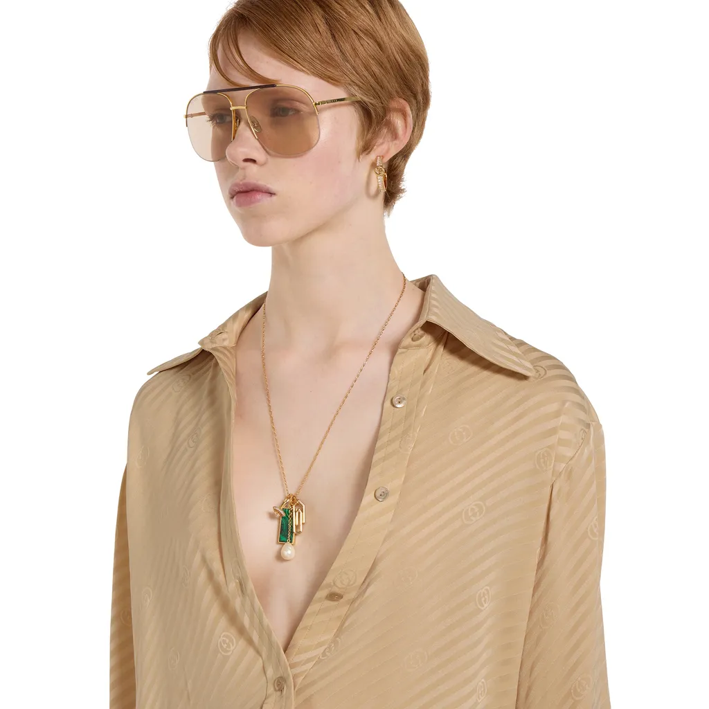 Diagonal Gg Silk Jacquard Shirt