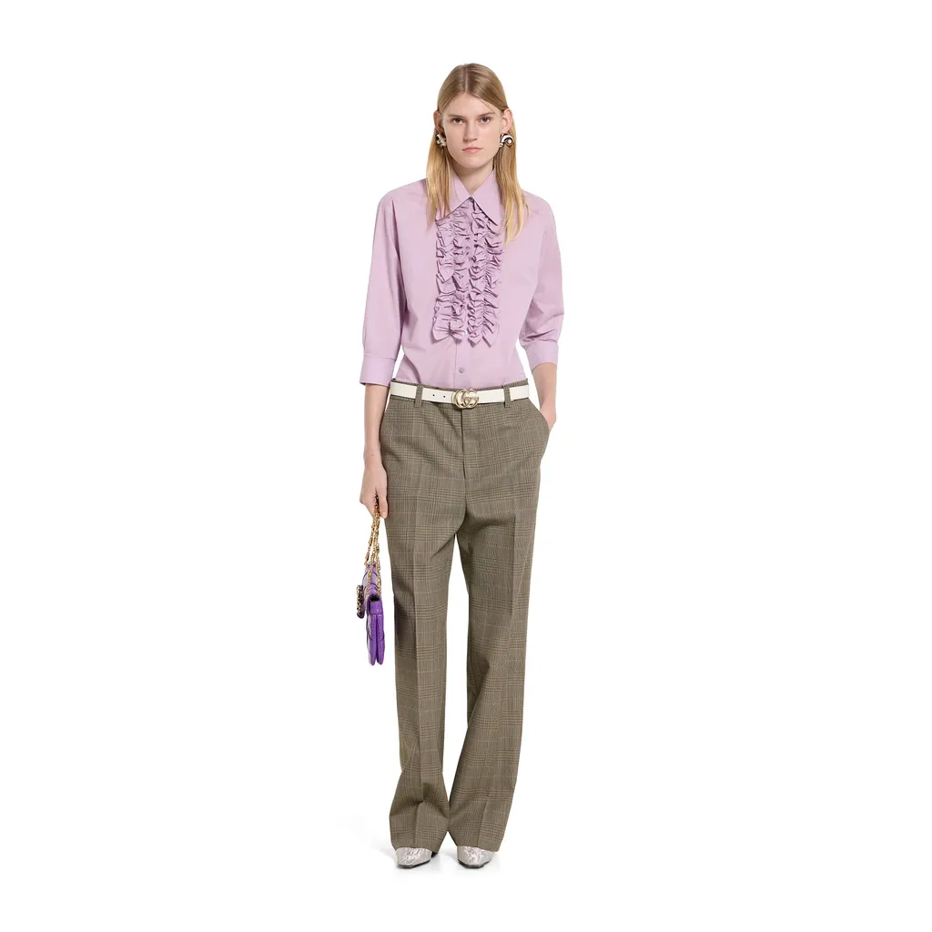 Prince Of Wales Wool Trousers