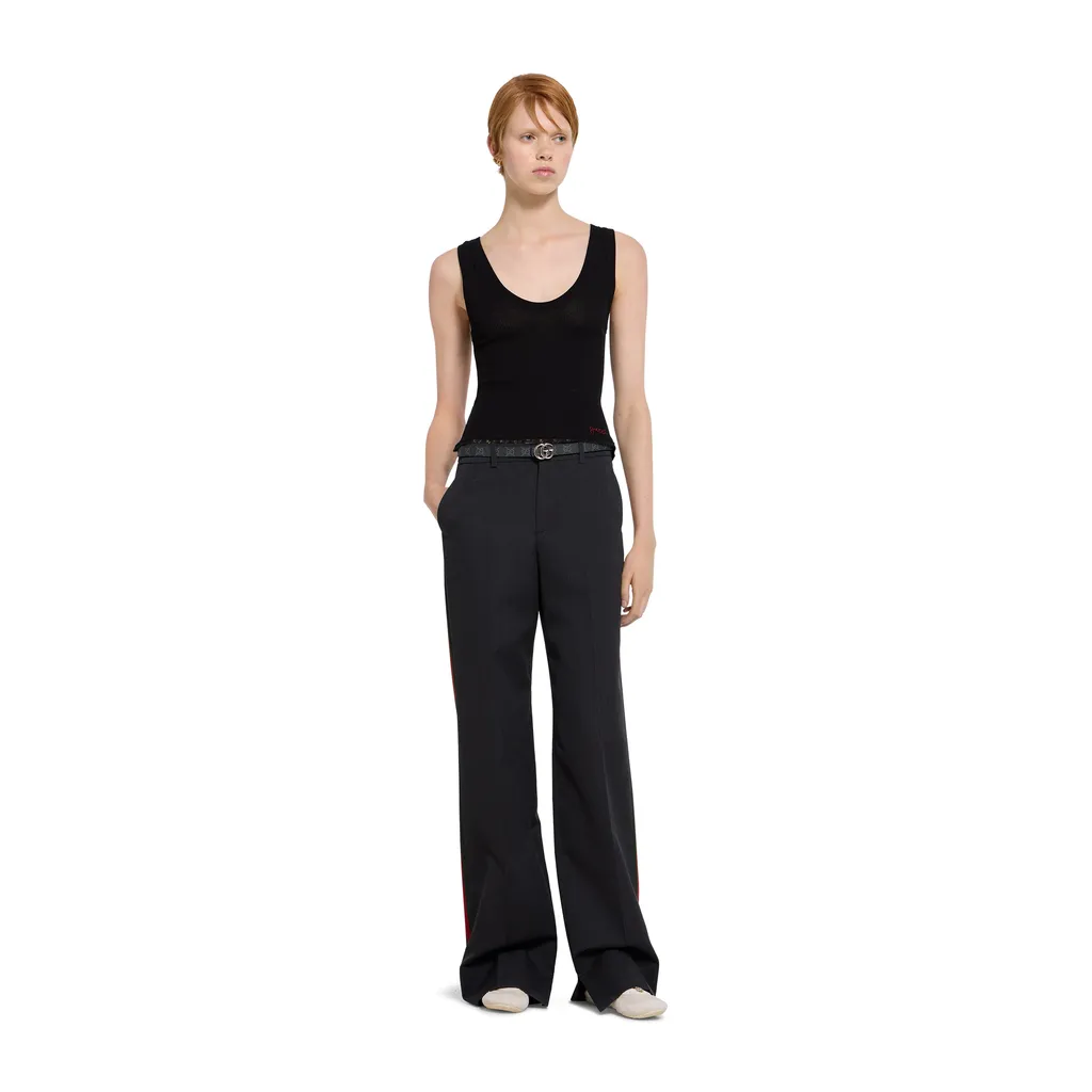 Cotton Rib Tank Top With Embroidery