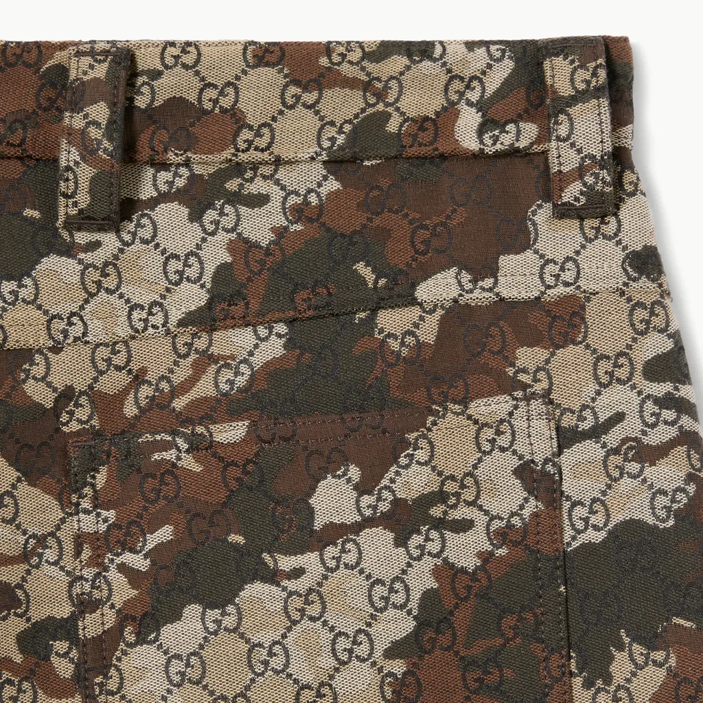 Gg Marbled Cotton Denim Jacquard Trousers
