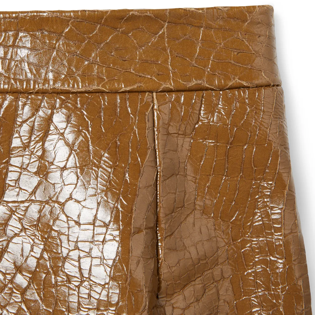 Shiny Leather Midi Skirt