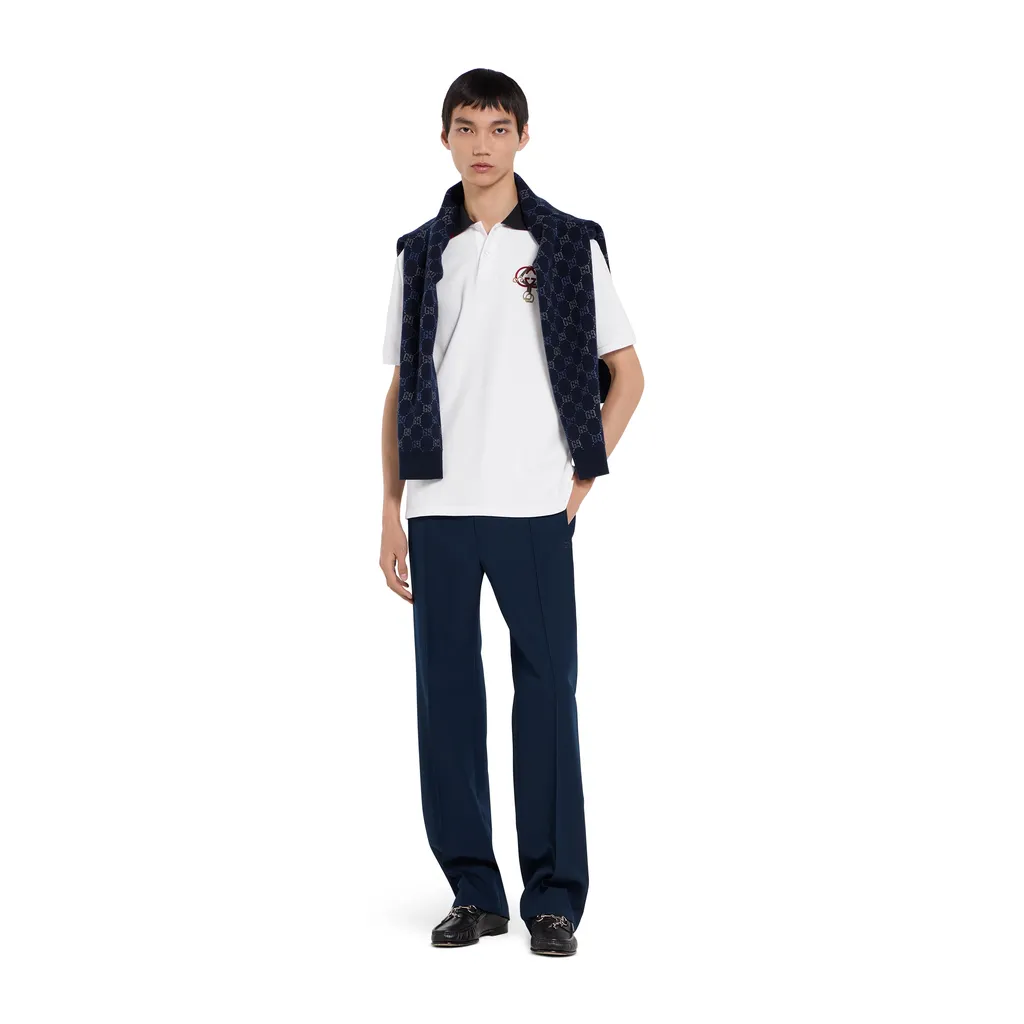 Cotton Piquet Polo Shirt With Embroidery