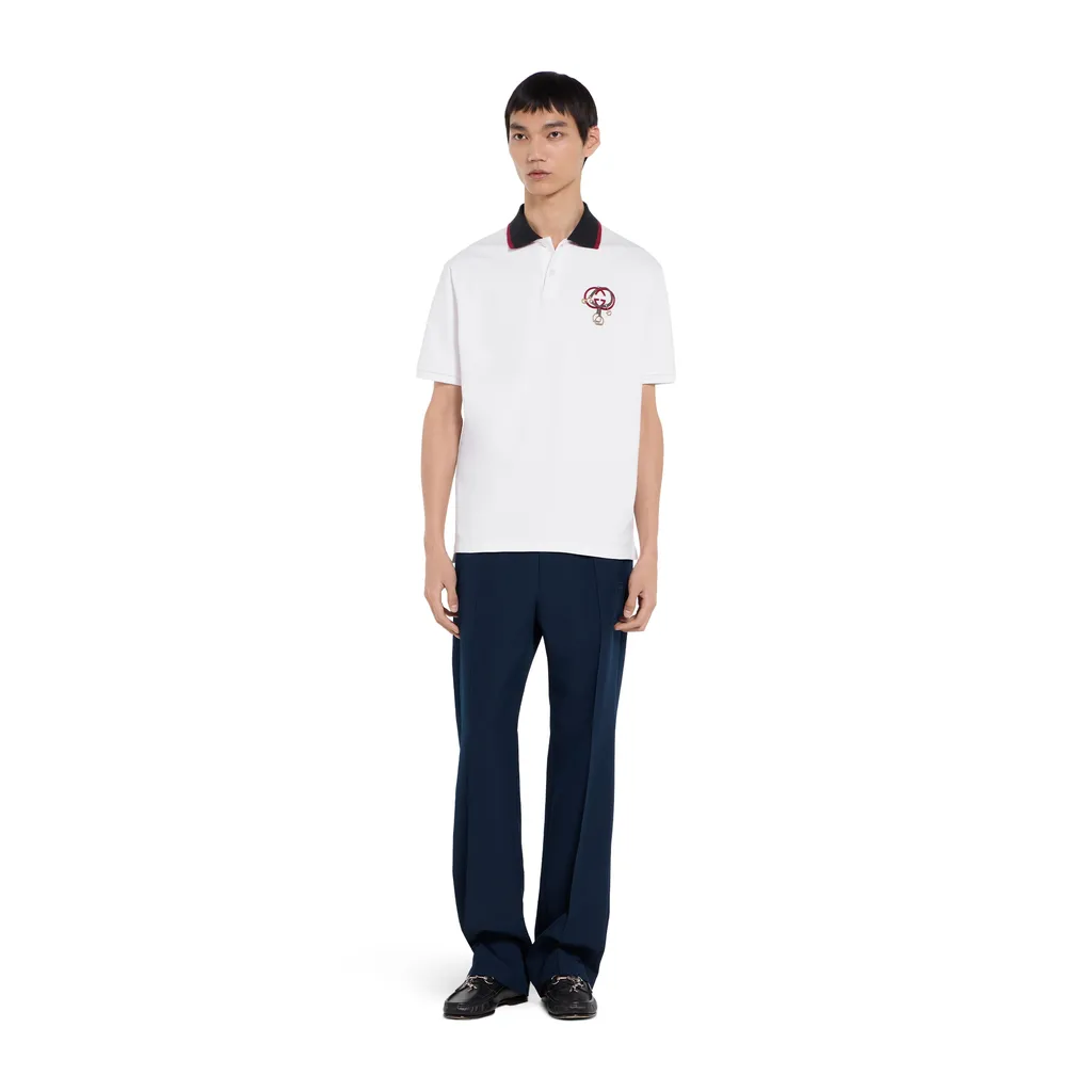 Cotton Piquet Polo Shirt With Embroidery