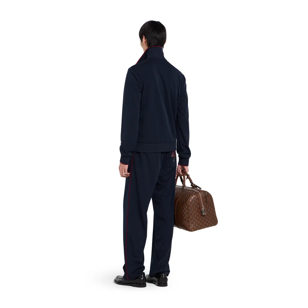 Technical Jersey Zip Jacket With Embroidery