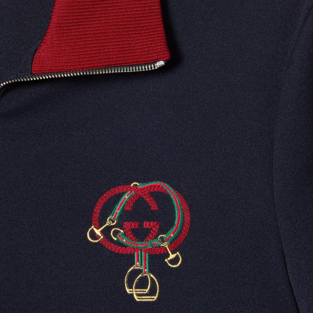 Technical Jersey Zip Jacket With Embroidery
