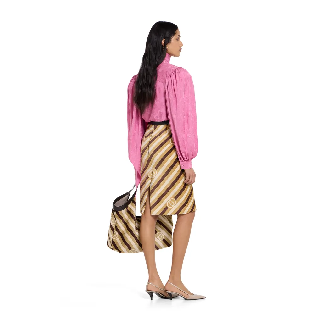 Diagonal Gg Velvet Chenille Midi Skirt