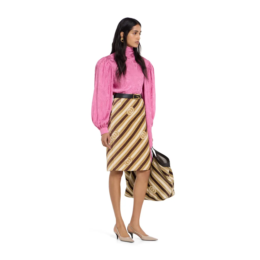 Diagonal Gg Velvet Chenille Midi Skirt