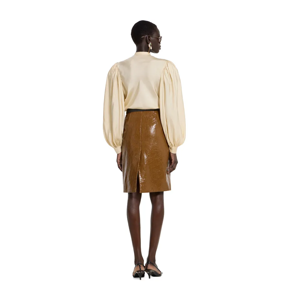 Silk Twill Shirt With Ruffle Trim