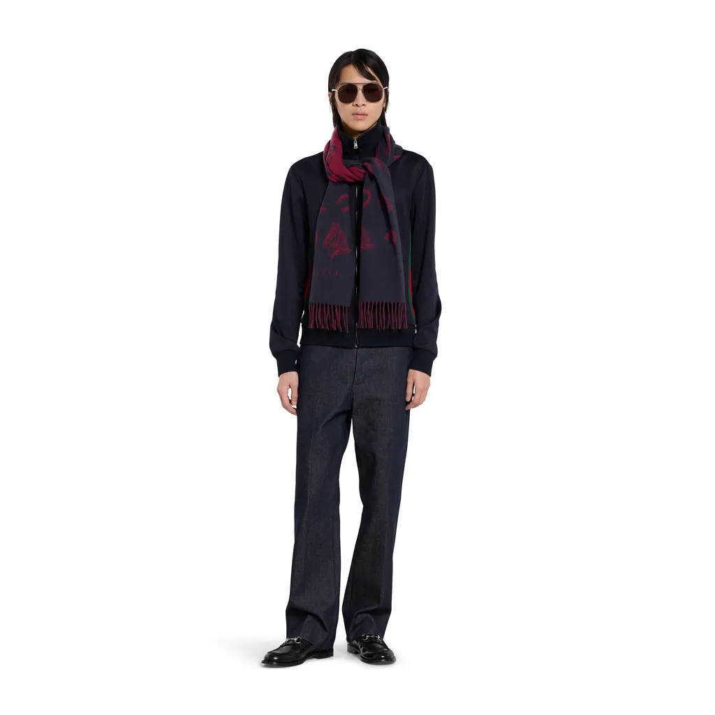 Silk Wool Equestrian Jacquard Scarf