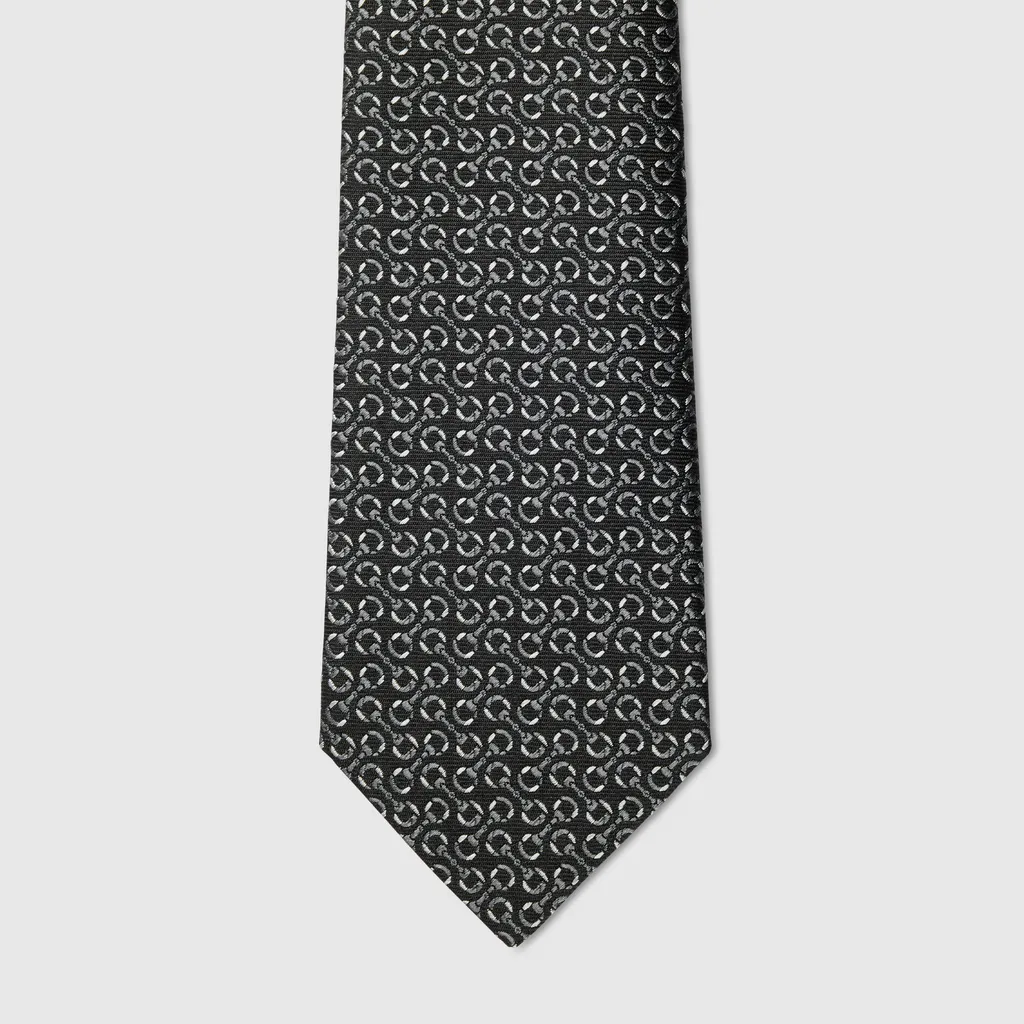 Horsebit Silk Jacquard Tie