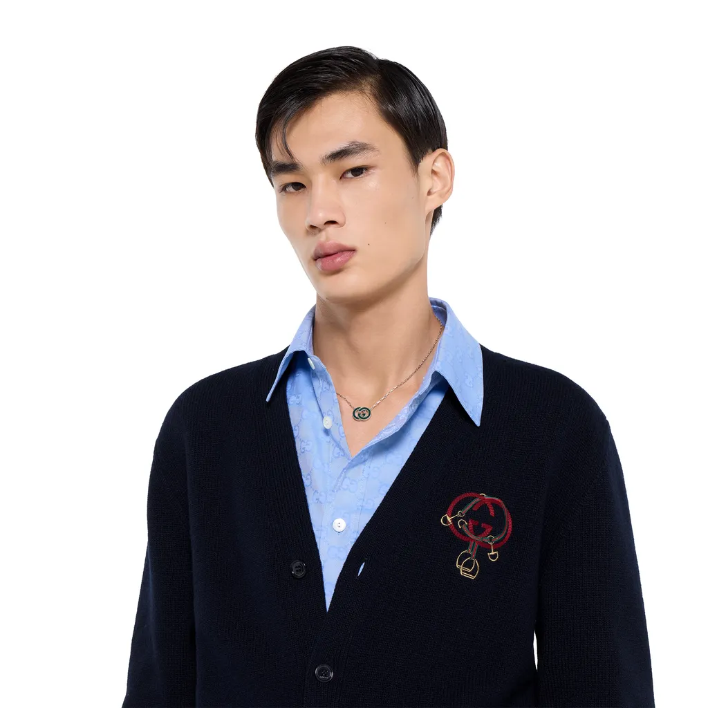 Knit Wool Cardigan With Embroidery