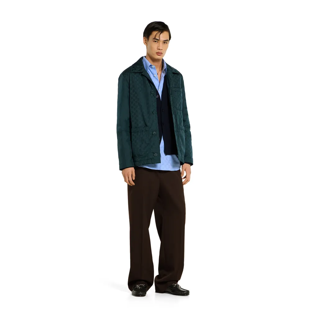 Gg Horsebit Technical Fabric Jacquard Jacket