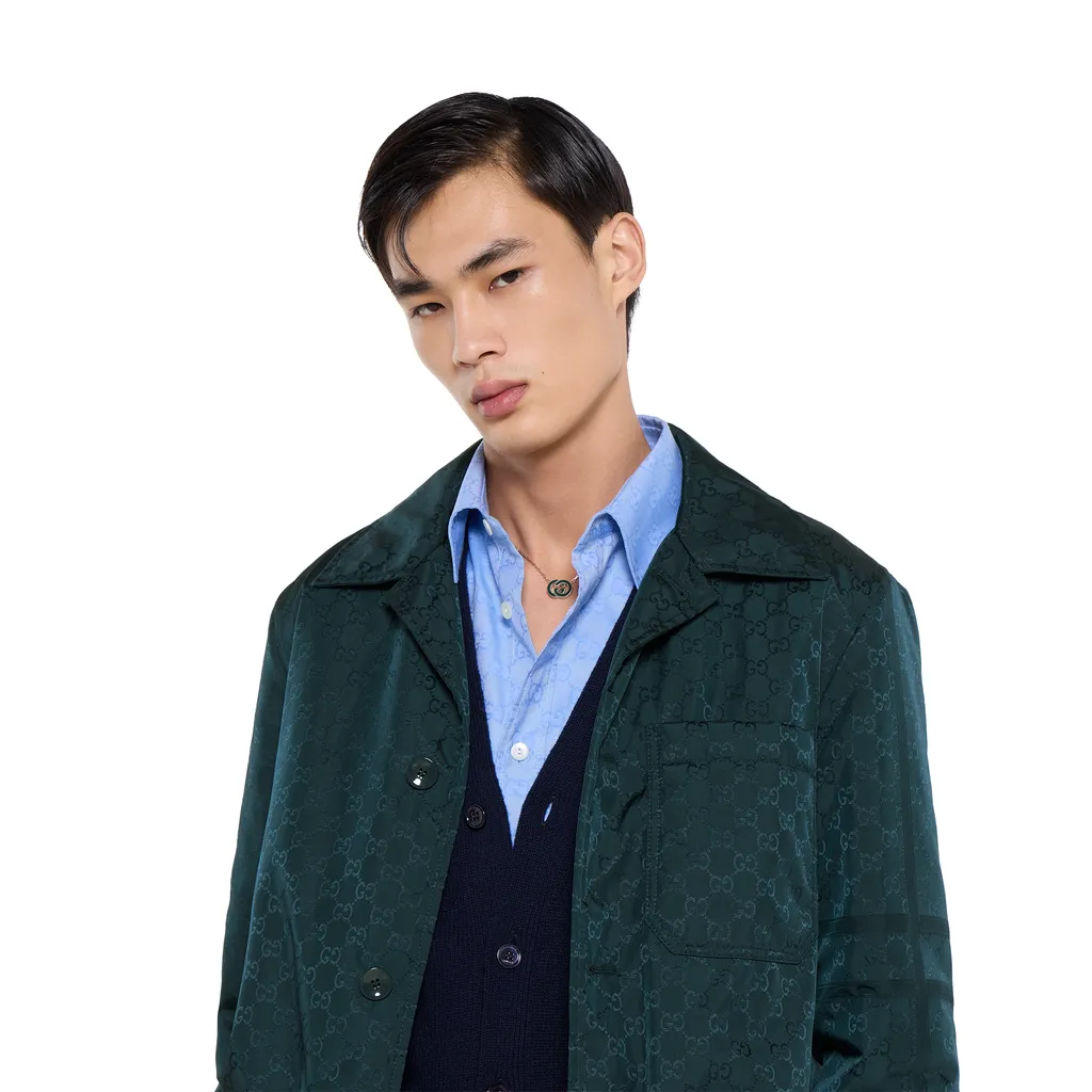 Gg Horsebit Technical Fabric Jacquard Jacket