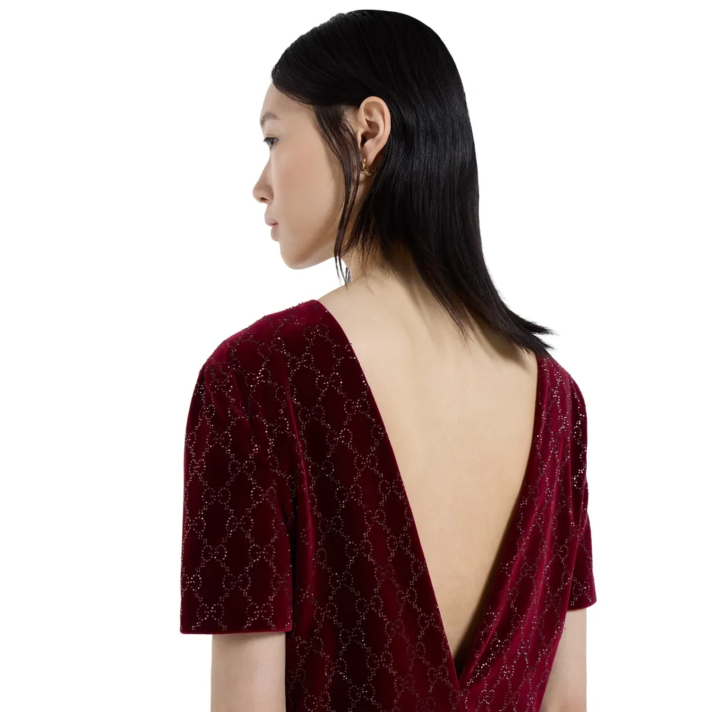 Embroidered Cotton Velvet Dress