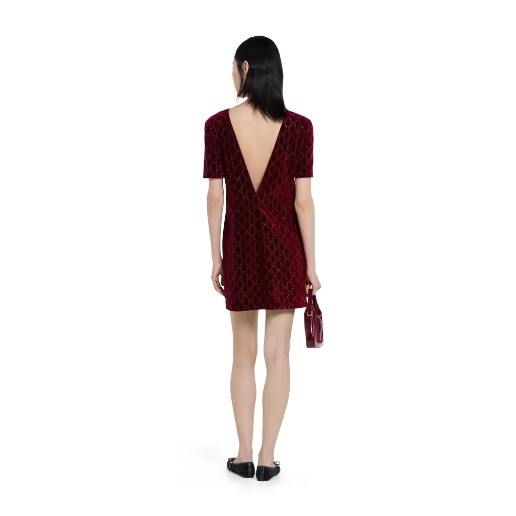 Embroidered Cotton Velvet Dress
