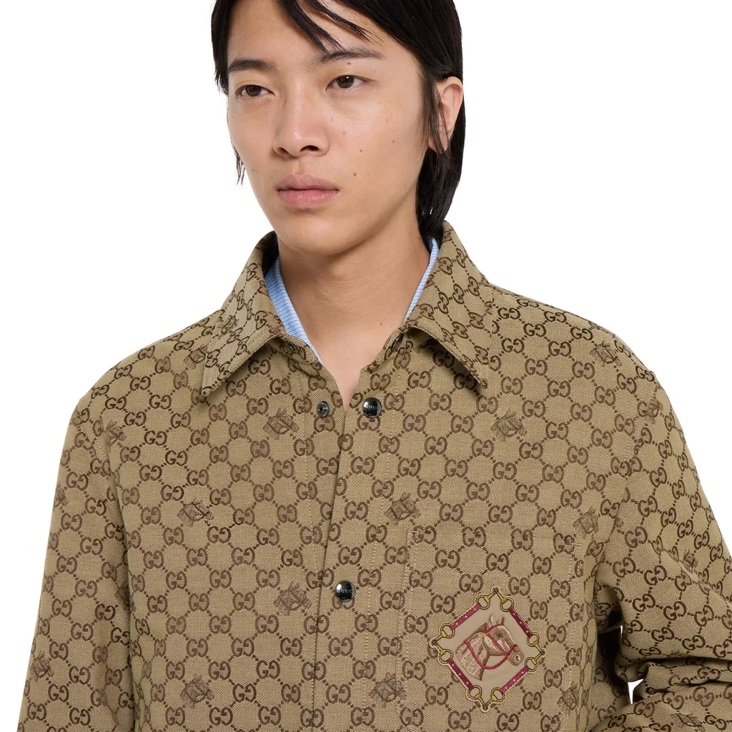 Gg Horse Cotton Canvas Jacquard Jacket