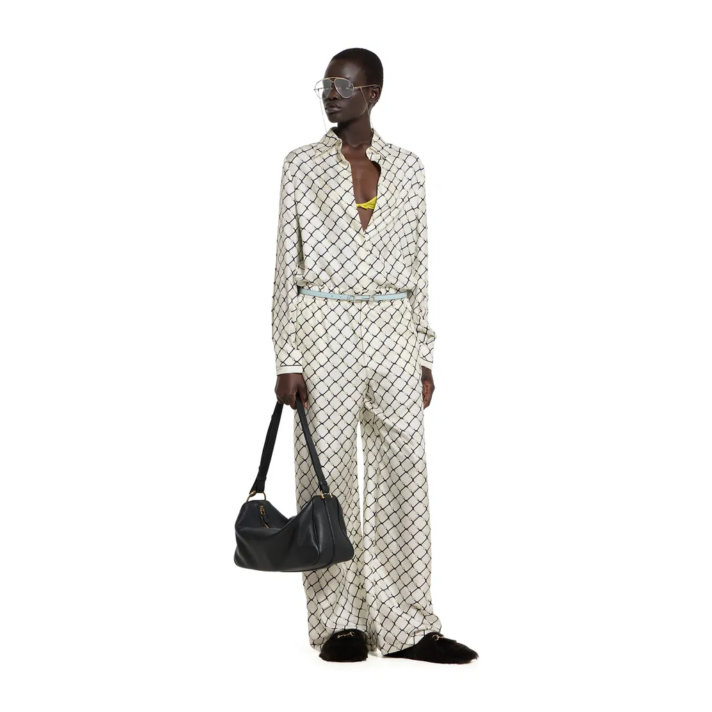 Printed Silk Twill Trousers