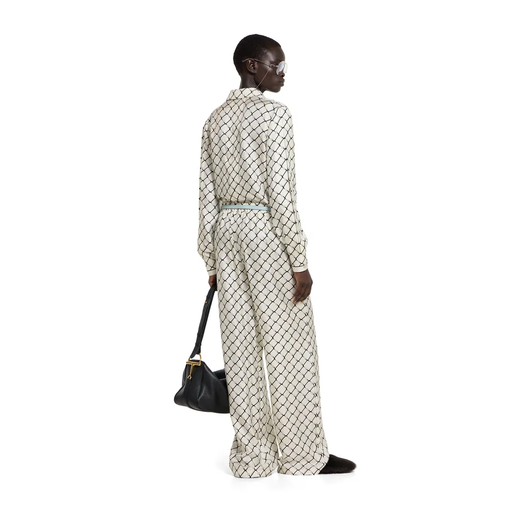 Printed Silk Twill Trousers