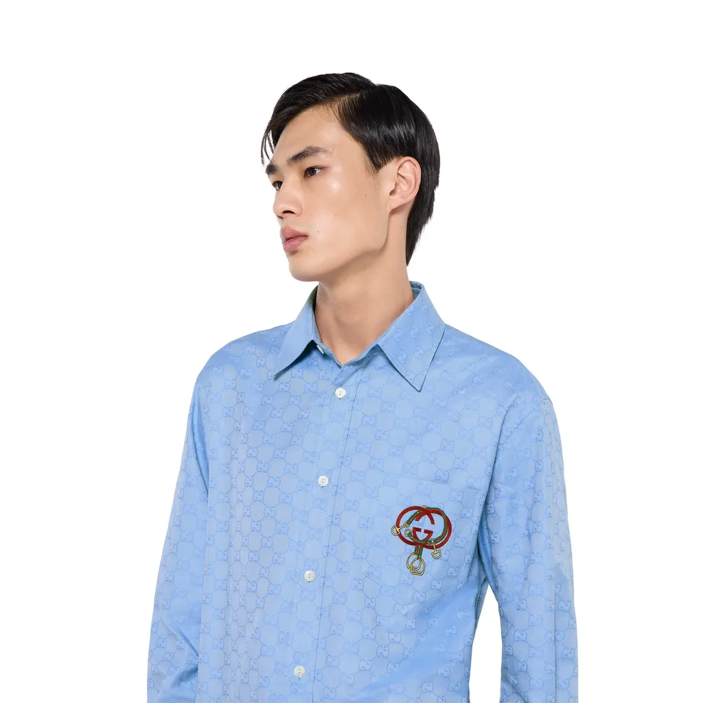 Gg Oxford Cotton Shirt With Embroidery