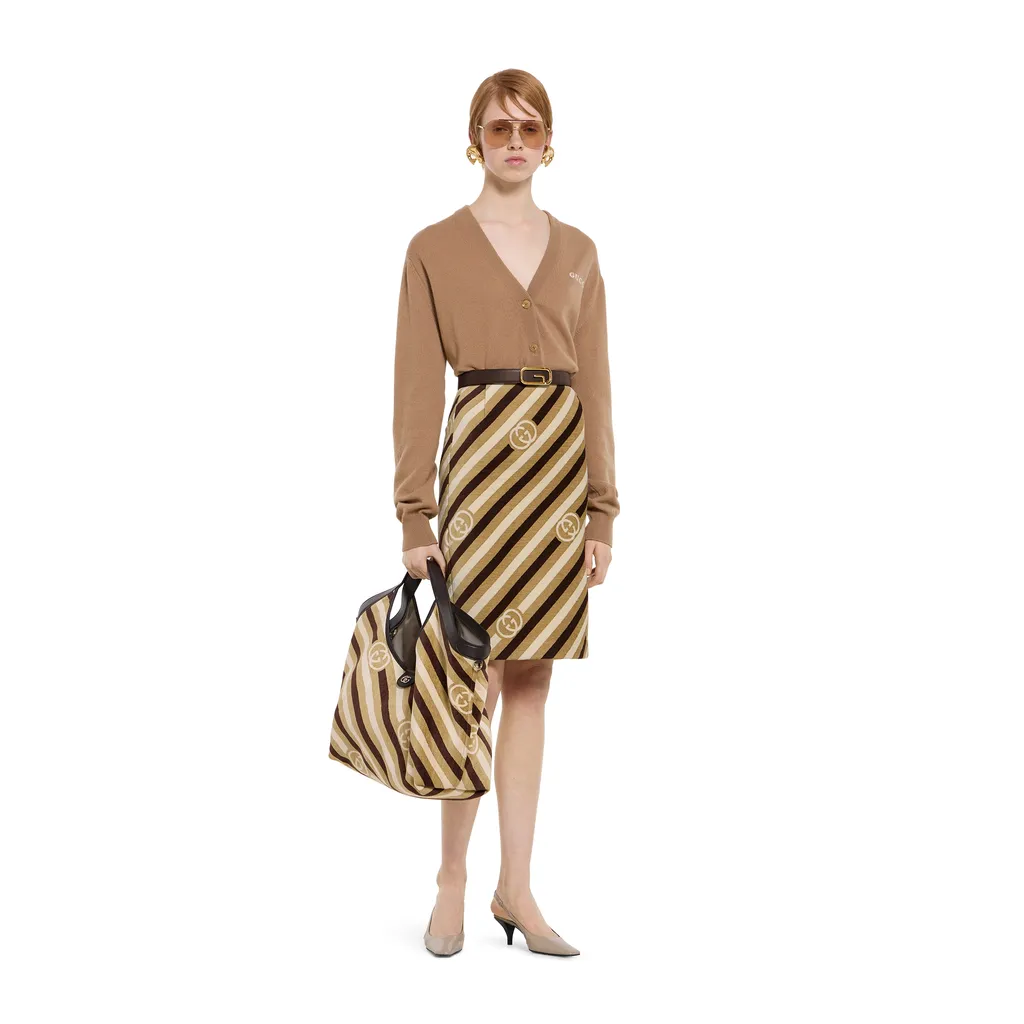Cashmere Cardigan With Intarsia