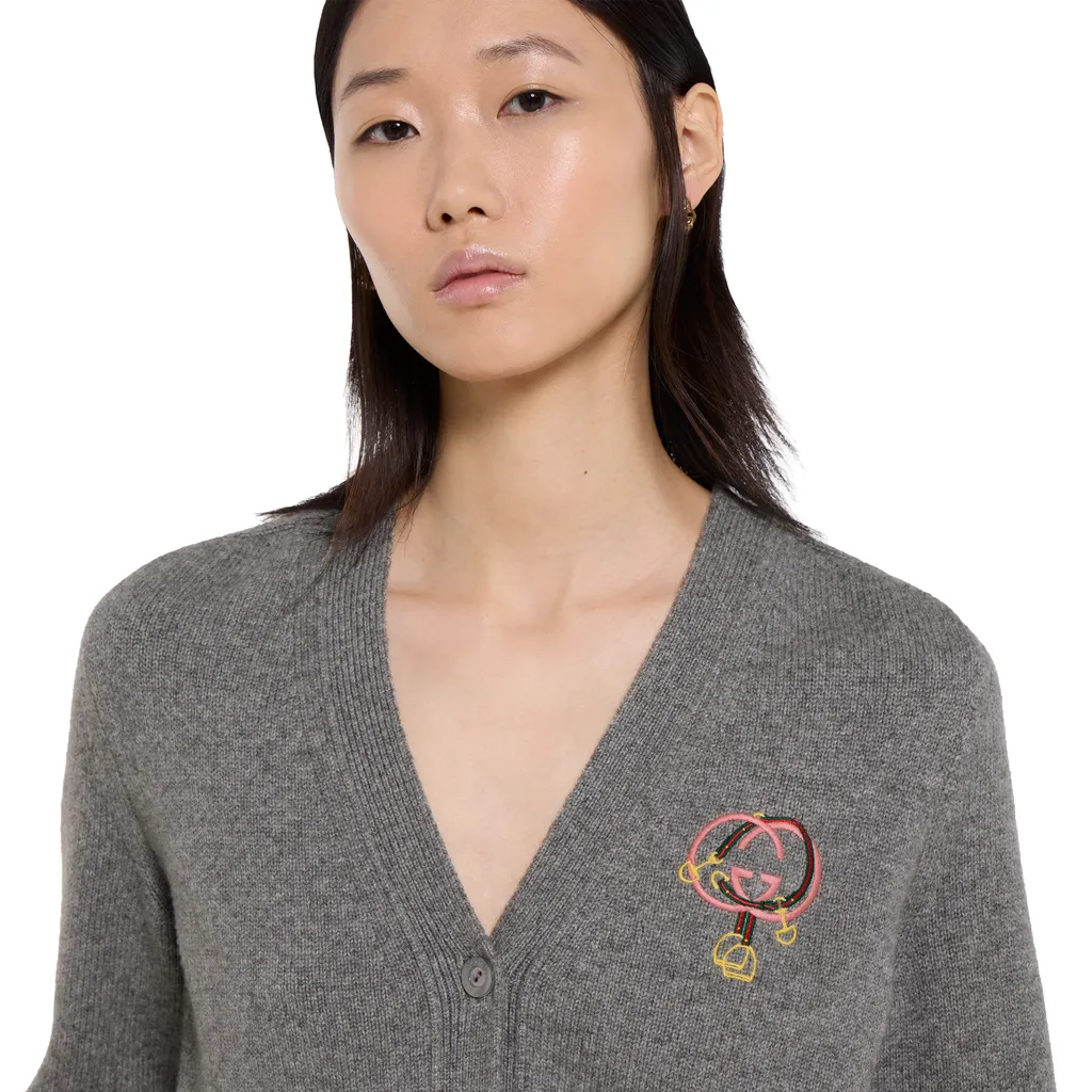 Wool Cashmere Cardigan With Embroidery