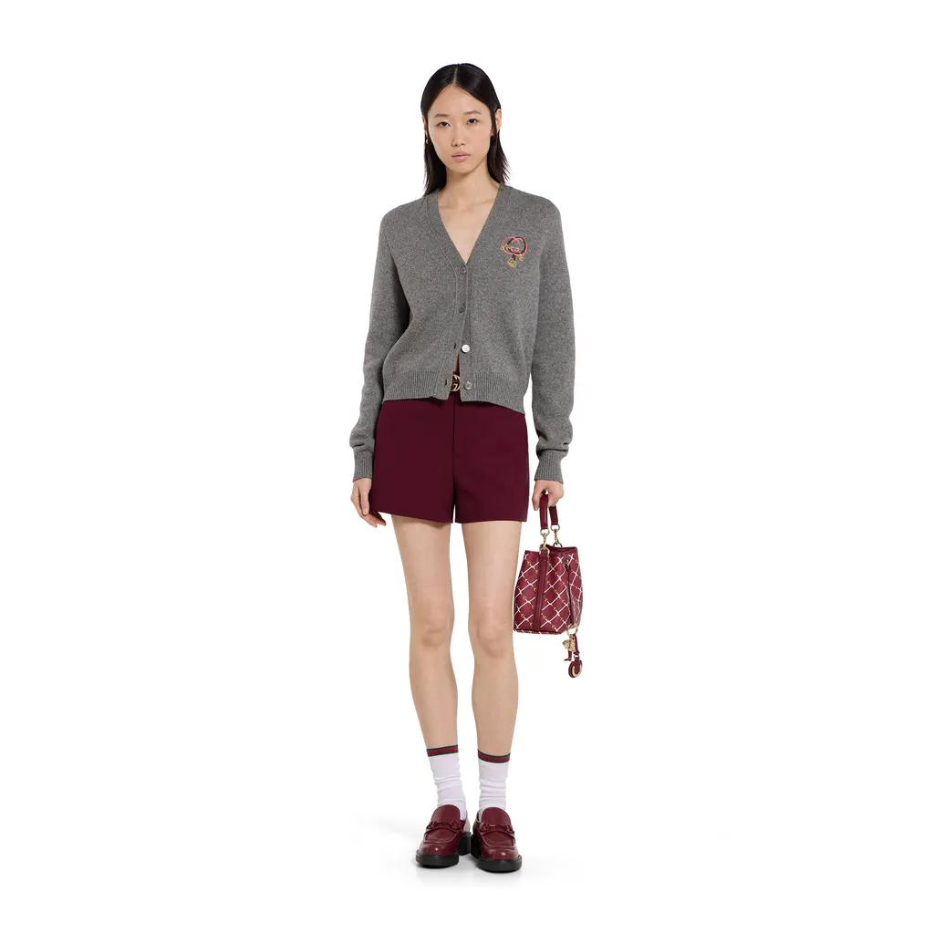 Wool Cashmere Cardigan With Embroidery