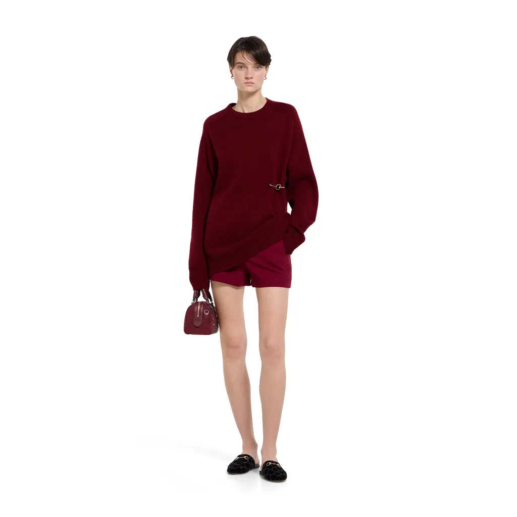 Wool Cashmere Jumper With Brooch