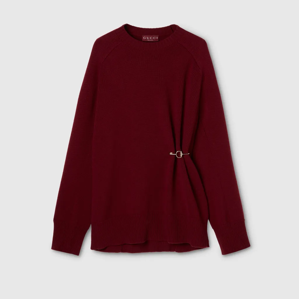 Wool Cashmere Jumper With Brooch
