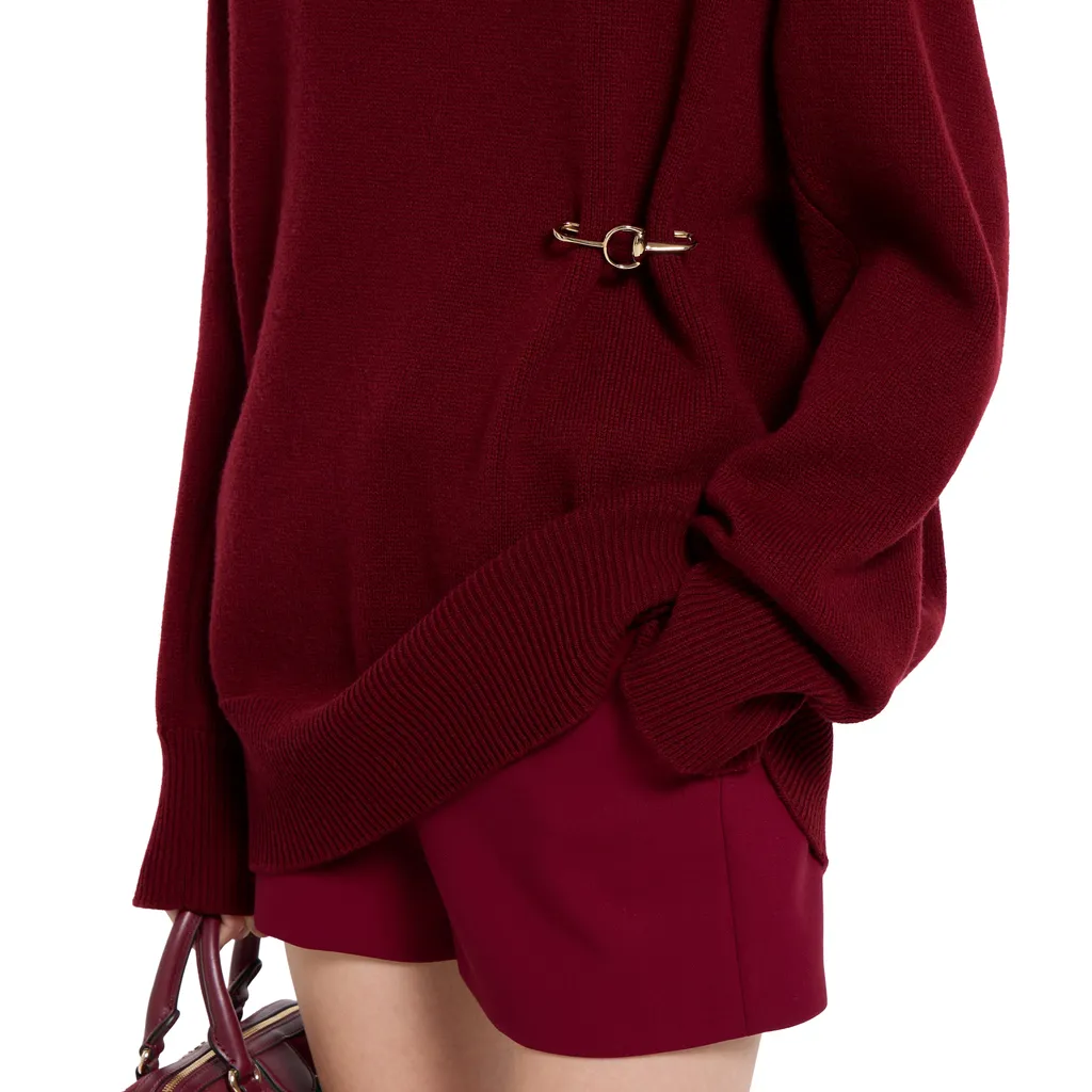 Wool Cashmere Jumper With Brooch