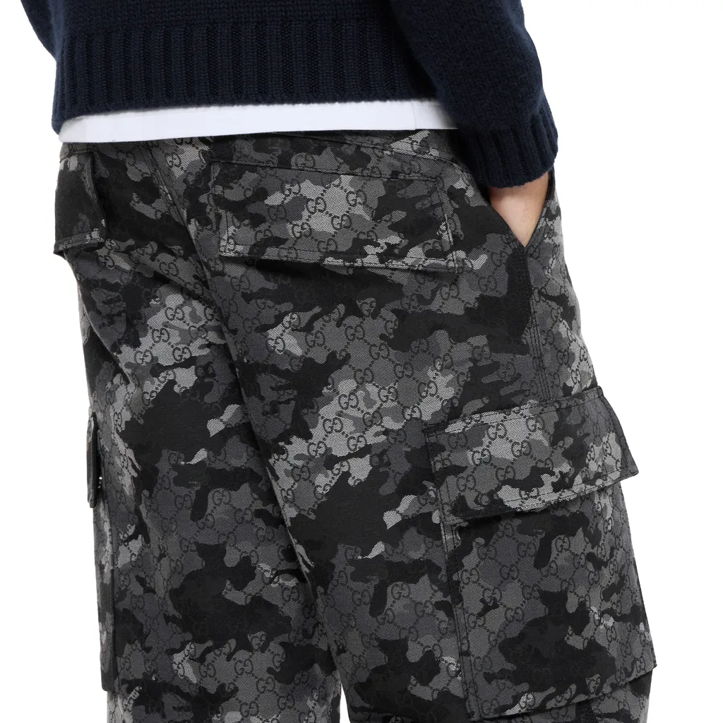 Gg Marbled Cotton Jacquard Trousers