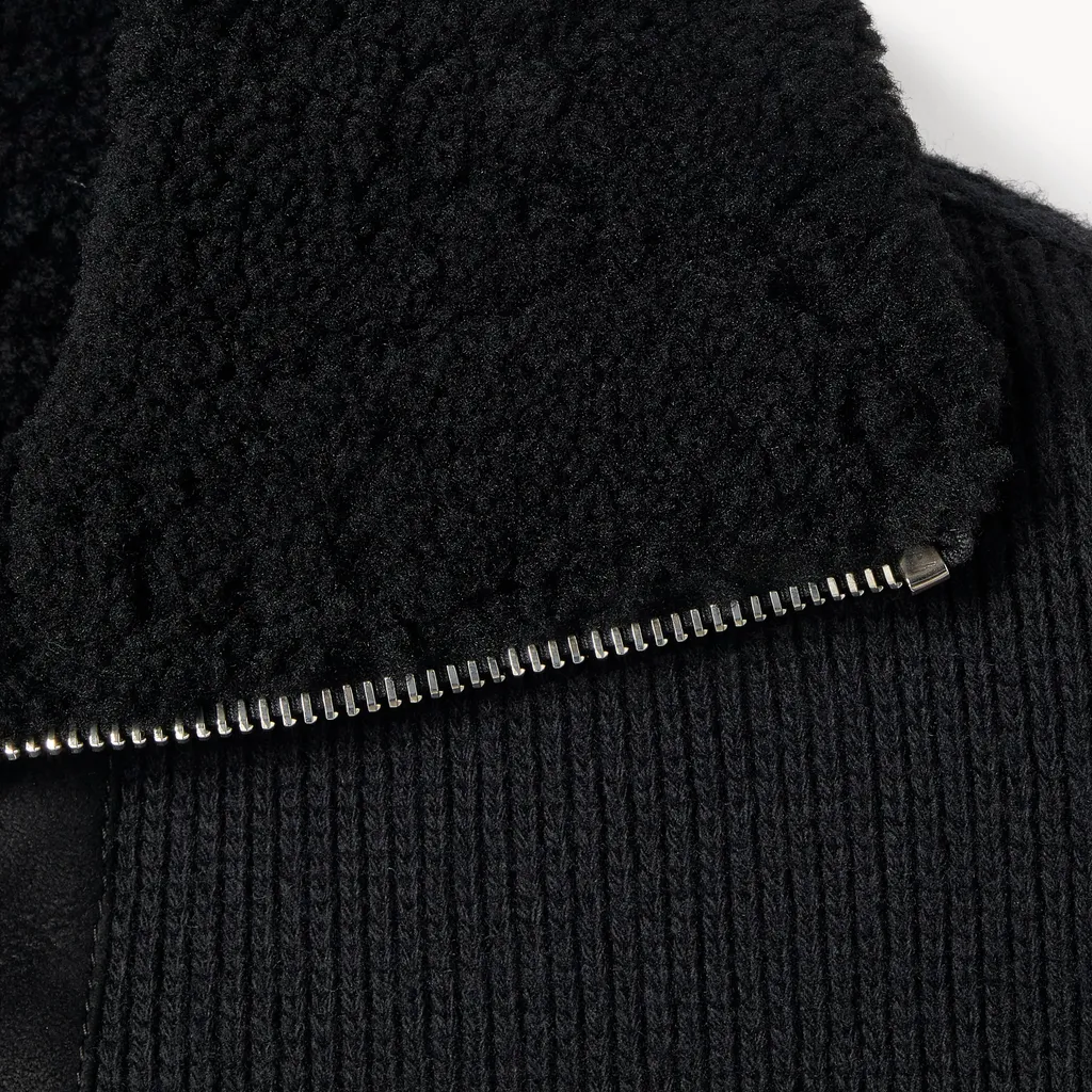 Woven Stitch Knit Wool Cardigan