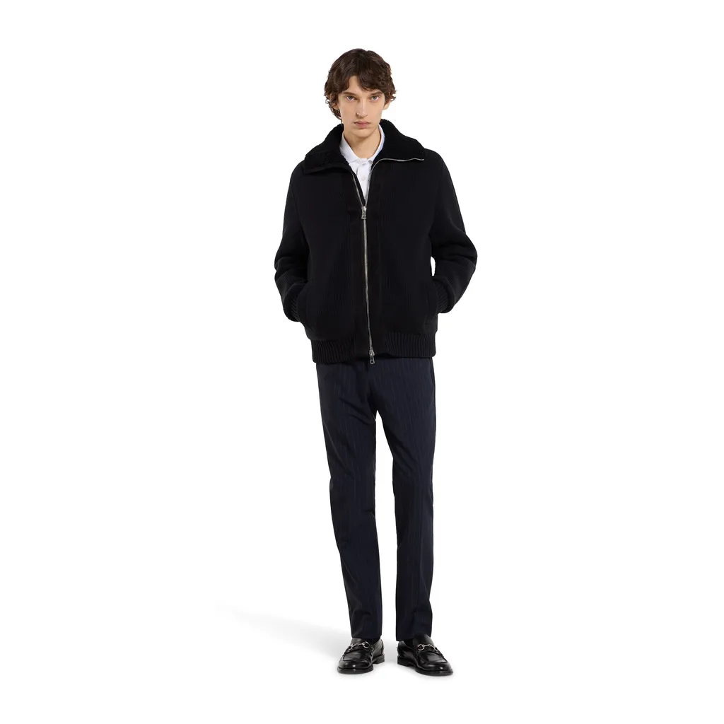 Woven Stitch Knit Wool Cardigan