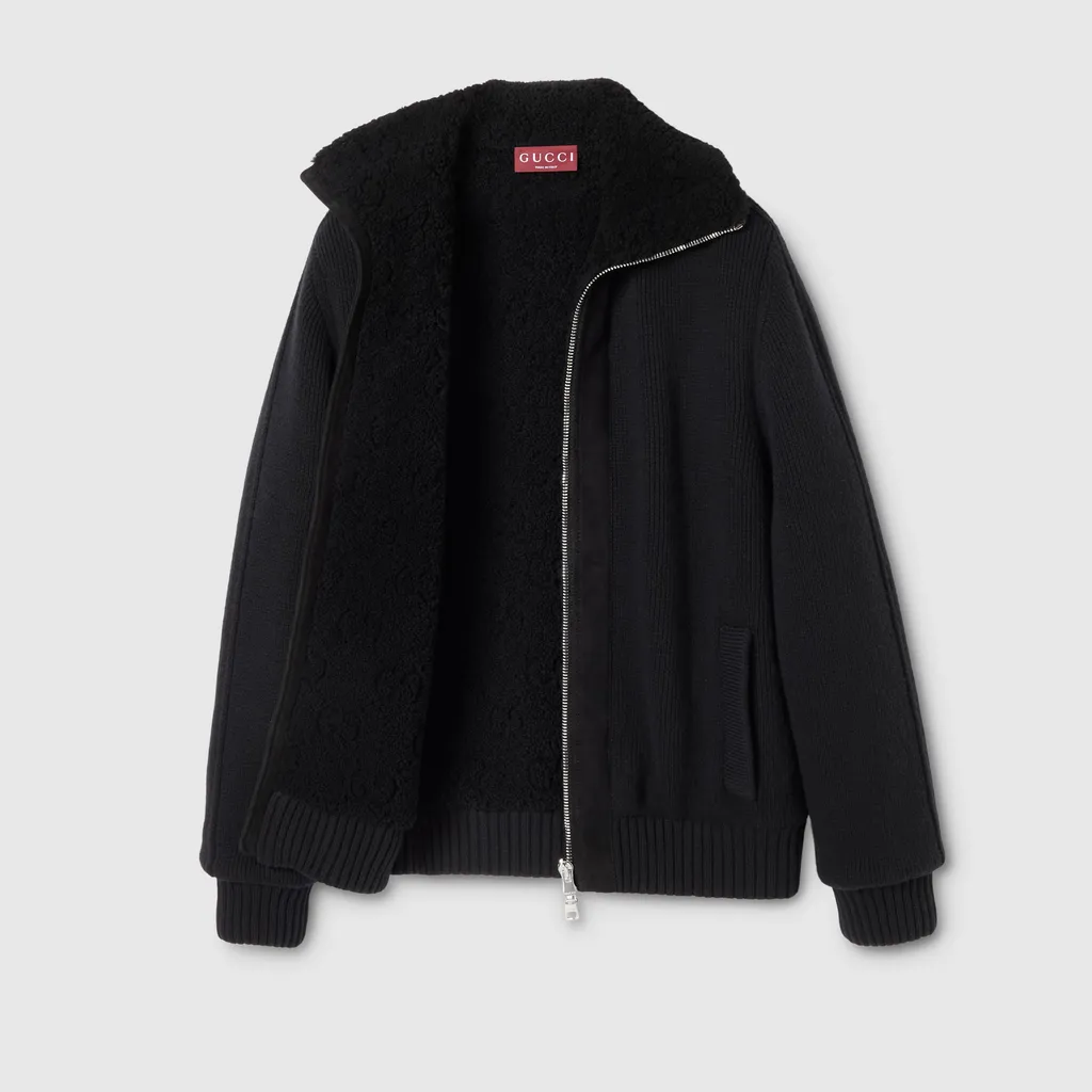 Woven Stitch Knit Wool Cardigan