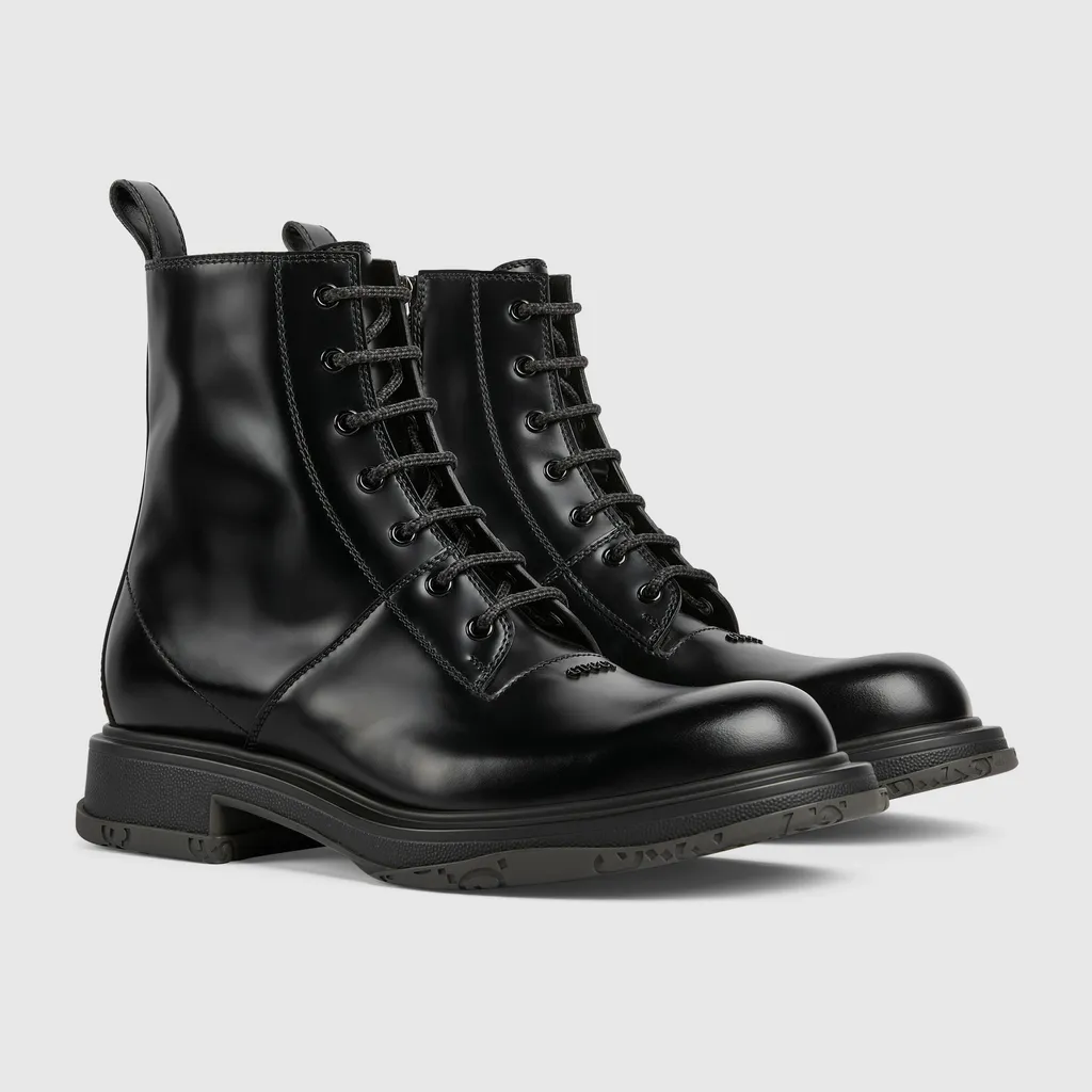 Lace-Up Boot With Tonal Logo