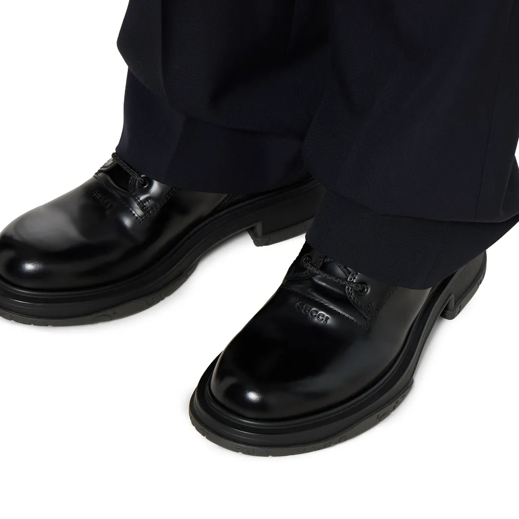 Lace-Up Boot With Tonal Logo