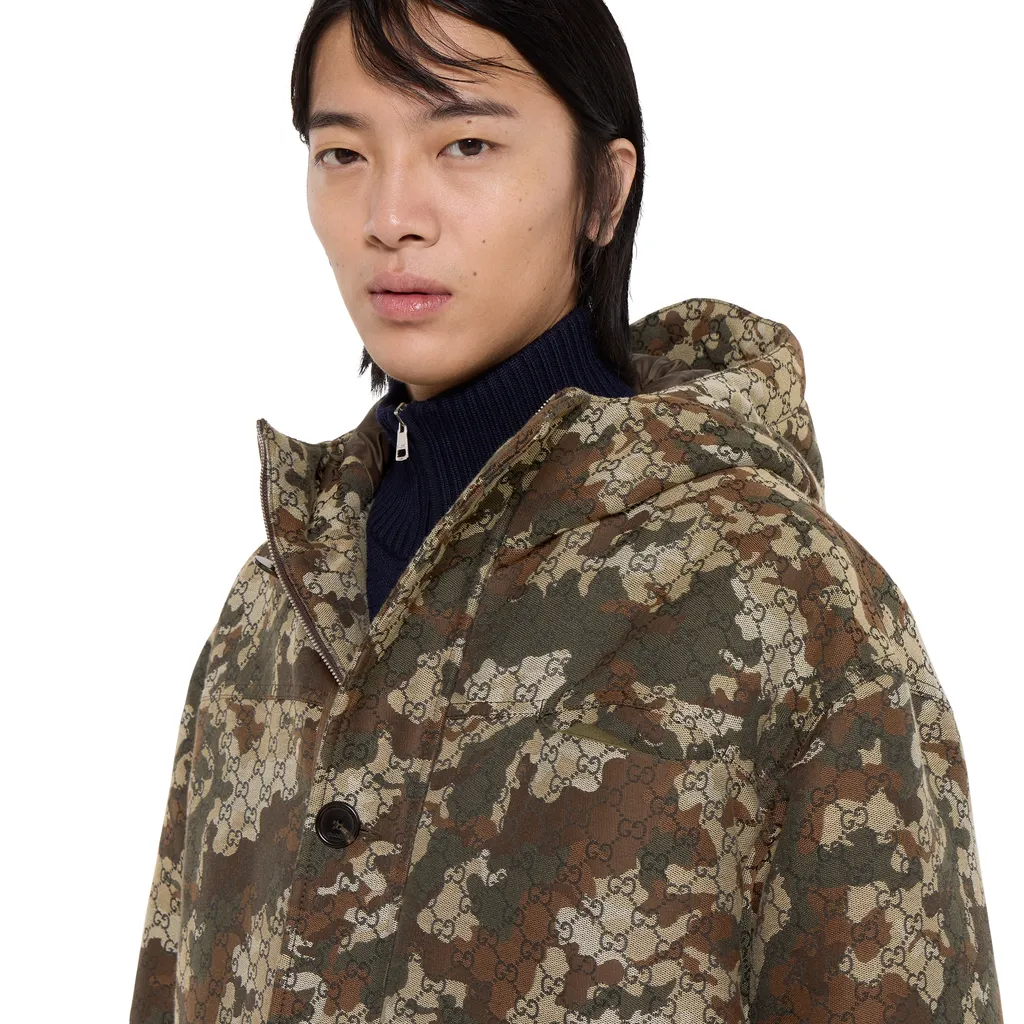 Gg Marbled Cotton Jacquard Padded Jacket