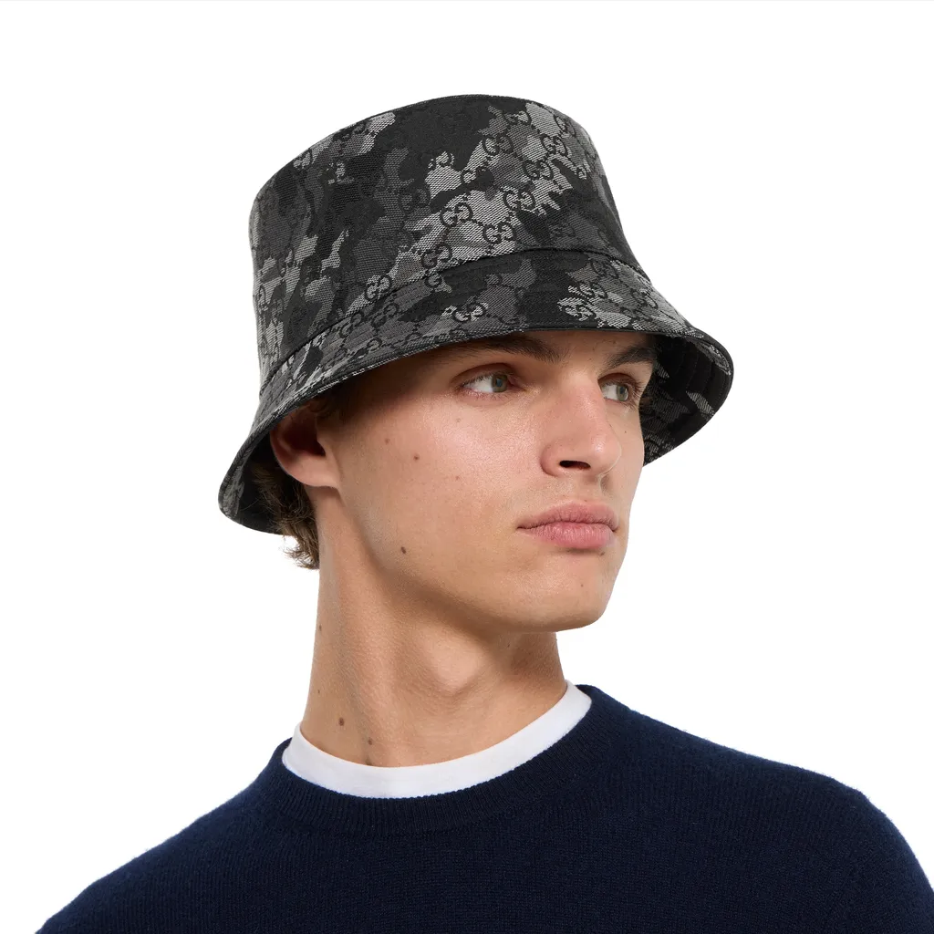 Gg Marbled Canvas Bucket Hat