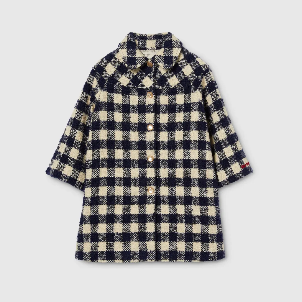 Children's Gingham Wool Coat