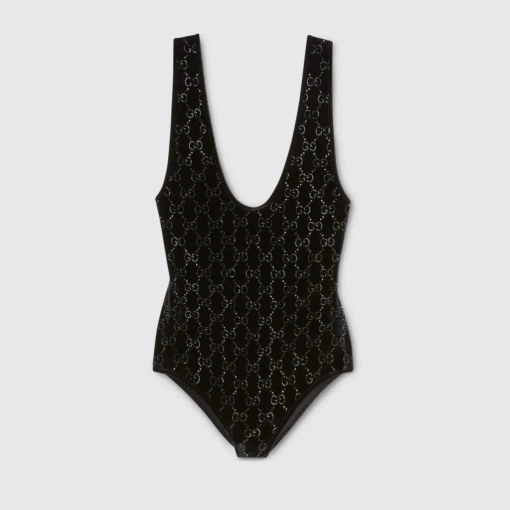 Chenille Bodysuit With Gg Crystals